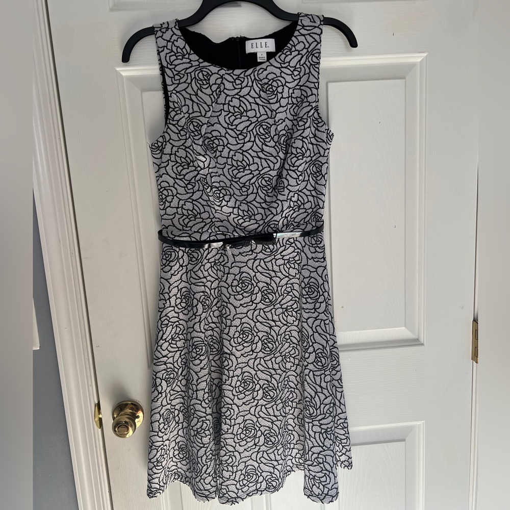 ELLE embroidered black rose dress